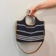 Contrast color casual crossbody bag denim striped handbag for women