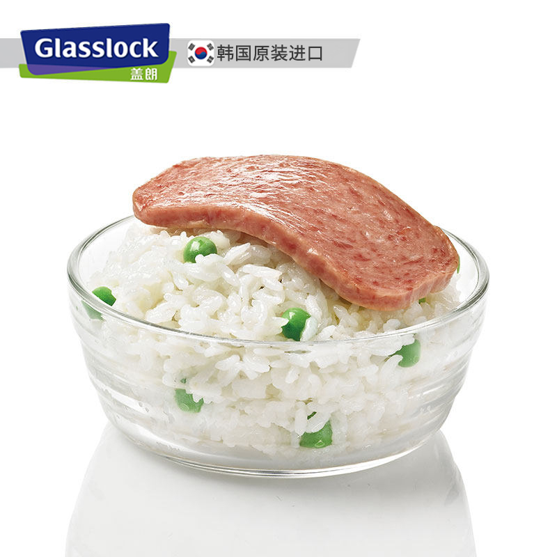 Glasslock进口婴儿玻璃辅食蒸碗矮 耐高温带盖蒸蛋羹碗小号蒸饭碗 - 图1