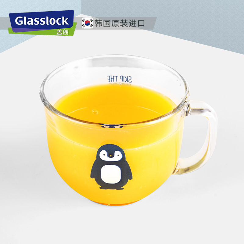 Glasslock进口玻璃杯卡通动物图案带把早餐杯酸奶杯果汁杯牛奶杯 - 图3