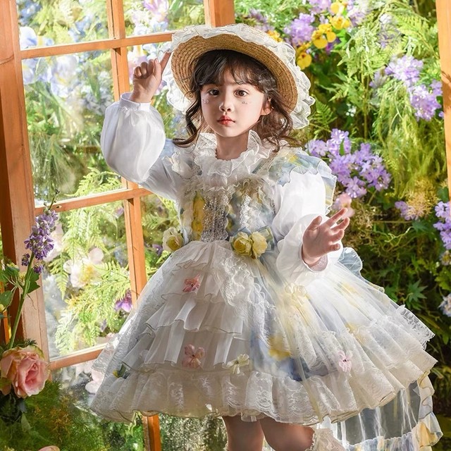 Girls Summer Wizard of Oz Princess Lolita Dress 2025 Summer New Children's Puffy Vest Dress