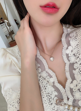 爱心项链女猫眼石轻奢ins颈链