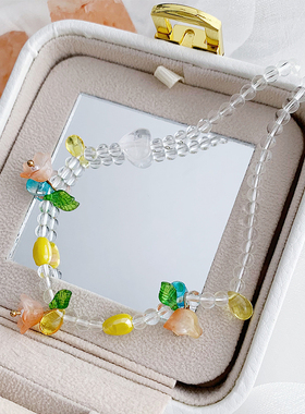 甜美彩色水晶铃兰花项链锁骨链