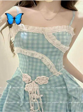 田园风白色针织玫瑰花朵腰链