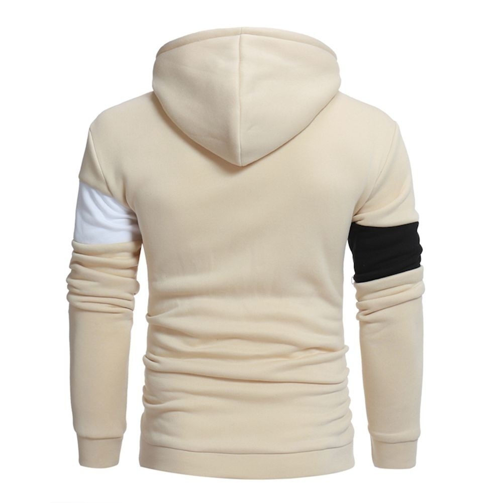 Men's color matching sweater hooded top - 图3