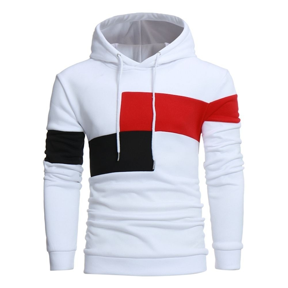 Men's color matching sweater hooded top - 图2