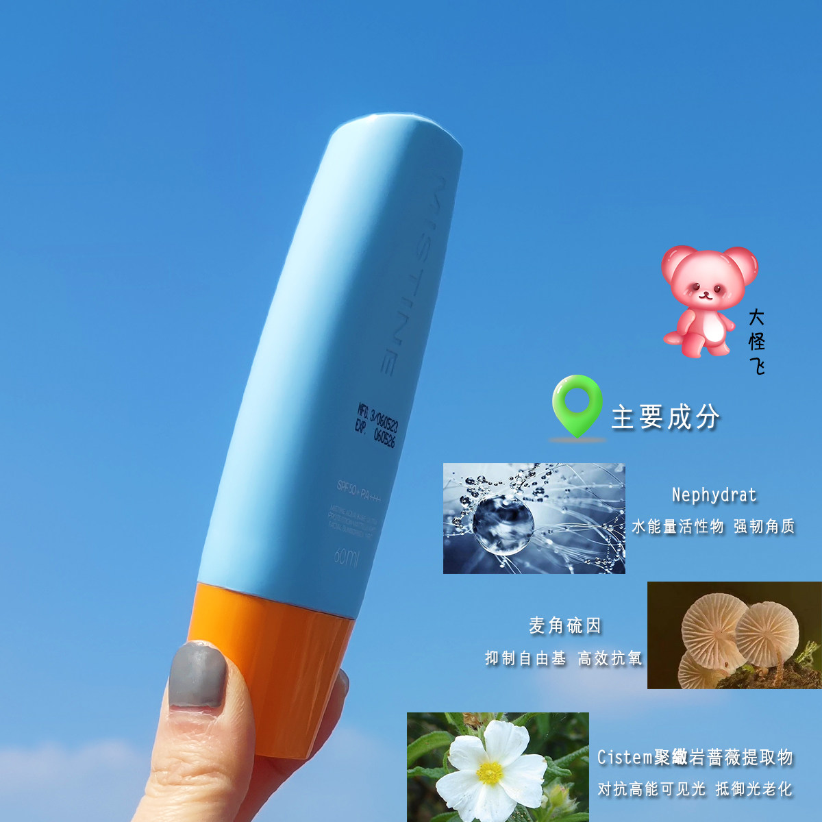 大怪飞/泰版 Mistine蜜丝婷小黄帽防晒霜乳 小蓝帽SPF50+全身可用,淘宝优惠券,粉丝福利购,淘宝优惠卷