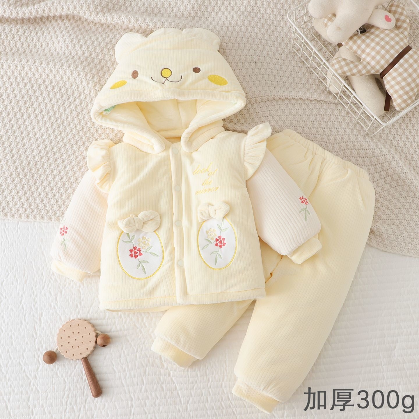 0-3岁女宝宝棉衣套装加厚300g冬装加绒加棉棉袄棉裤分体过冬棉服,淘宝优惠券,粉丝福利购,淘宝优惠卷