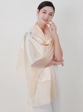 女苏州刺绣真丝丝巾女桑蚕丝送礼