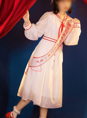 昭和时代复古主题婚纱古董裙日系绶带公主风生日写真艺术照摄影服