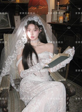 2026影楼主题新款写真服装法式复古蕾丝礼服妻感氛围感个人婚纱照