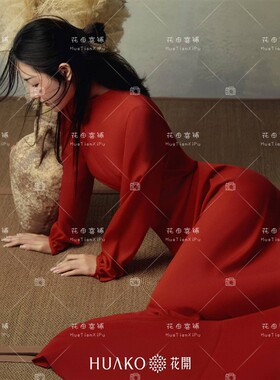 2026新款照相馆红色高级感气质优雅情绪极简风复古肖像艺术照写真