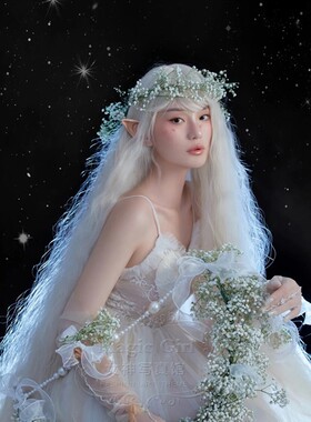 2022薇拉新款影楼主题服装森系超仙梦幻女神精灵写真服吊带轻婚纱