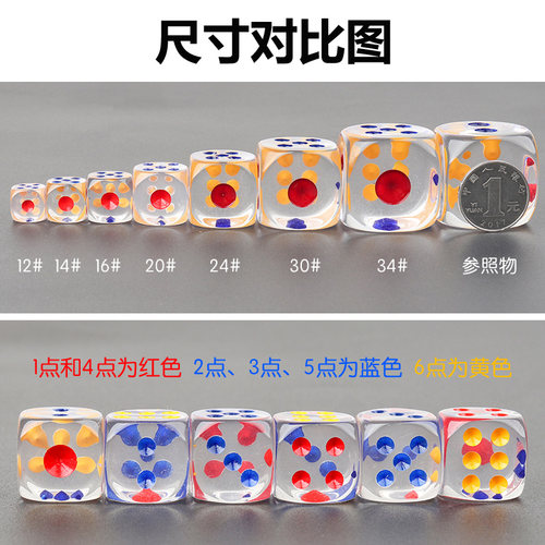 骰子色子甩子全透明水晶彩点亚克力圆点筛子玩具ktv骰蛊减压骰子 - 图1
