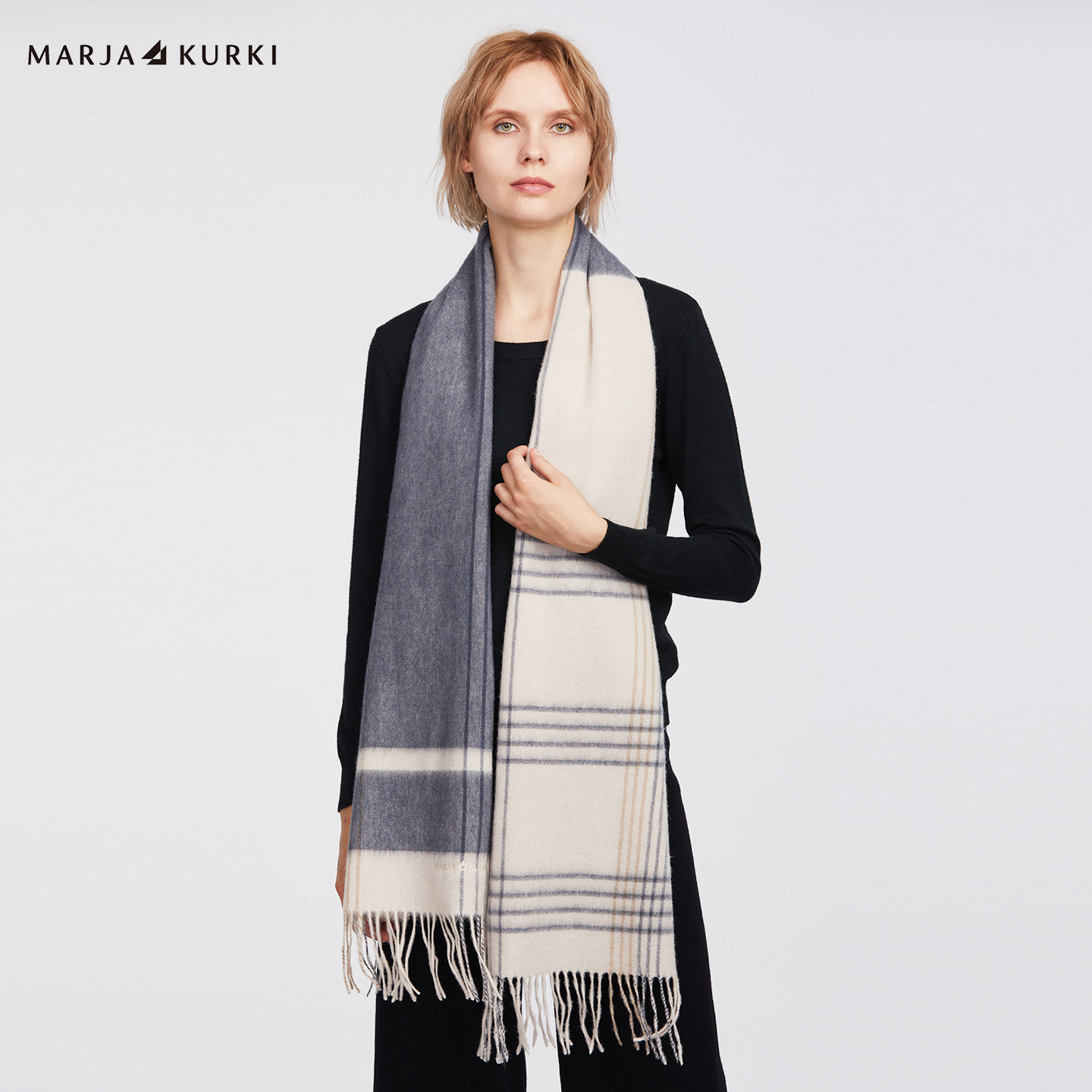 MARJAKURKI玛丽亚古琦格纹羊毛羊绒围巾女冬季加厚保暖围脖情侣款,淘宝优惠券,粉丝福利购,淘宝优惠卷
