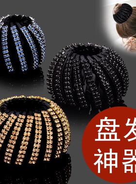 运动跑步广场舞发箍花苞头水钻气质高档双排鸟巢发箍扎马尾头饰