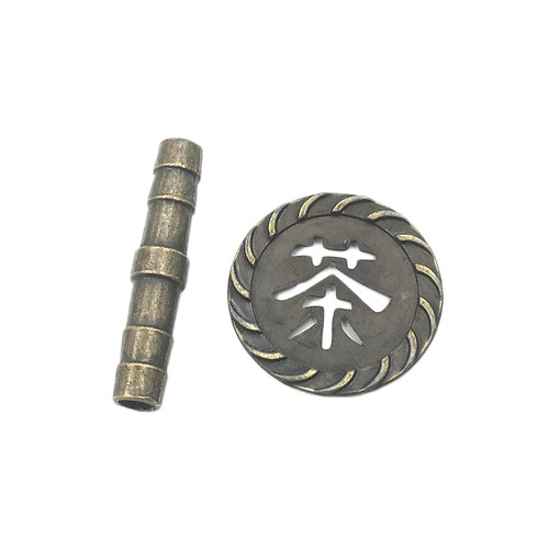 根雕茶几茶桌茶盘仿古漏水铜片铜管镀铜茶字过滤片下水管茶道配件 - 图3
