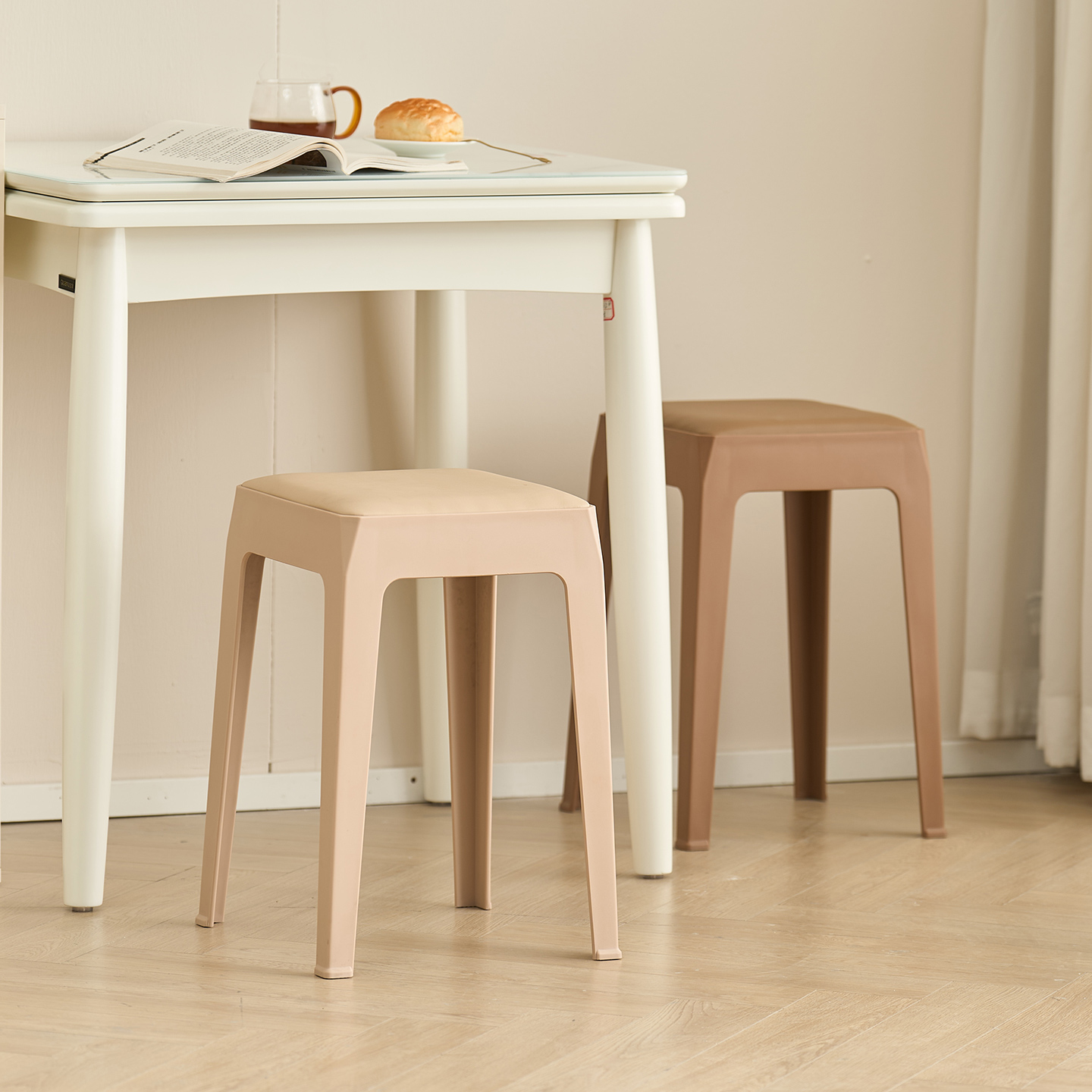 全友家居现代简约高脚凳子家用客厅网红板凳软包座面矮凳KD - 图2