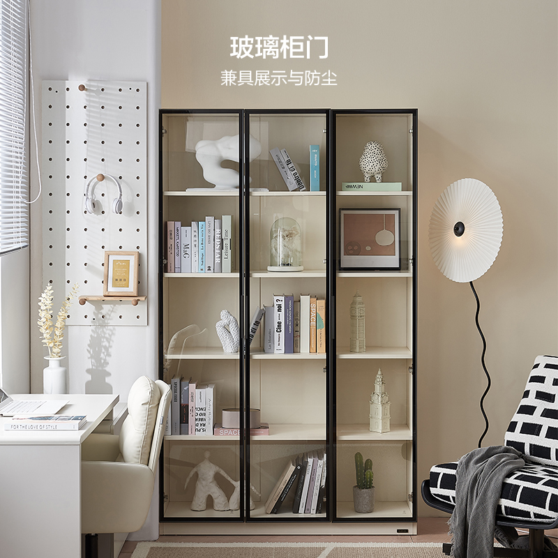 政府补贴全友家居书柜带玻璃门组合现代简约轻奢大容量落地柜书柜 - 图1