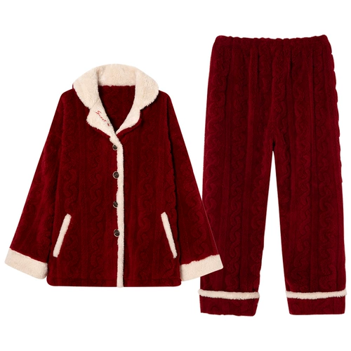 Зимняя коралловая бархатная утепленная пижама, осенний комплект, коллекция 2022, осенняя