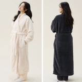 Бархатный демисезонный длинный банный халат, пижама, зимний комплект, увеличенная толщина