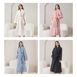 Элитный бархатный коралловый демисезонный банный халат, утепленная зимняя пижама, увеличенная толщина