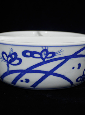 景德镇厂货瓷器青花笔洗二隔三隔一马当先马到成功鲜花库存摆件