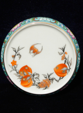 景德镇厂货陶瓷器粉彩珐琅彩寿桃蟠桃贺寿盖置盖碗杯盖瓷库存收藏