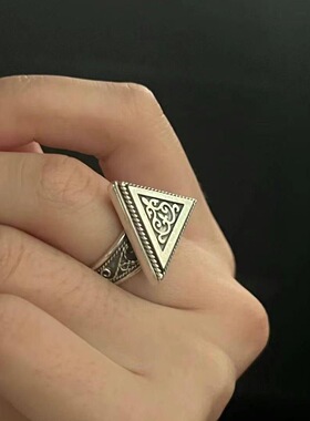 哈萨克民族风银色戒指女士轻奢复古简约个性冷淡风气质开口指环