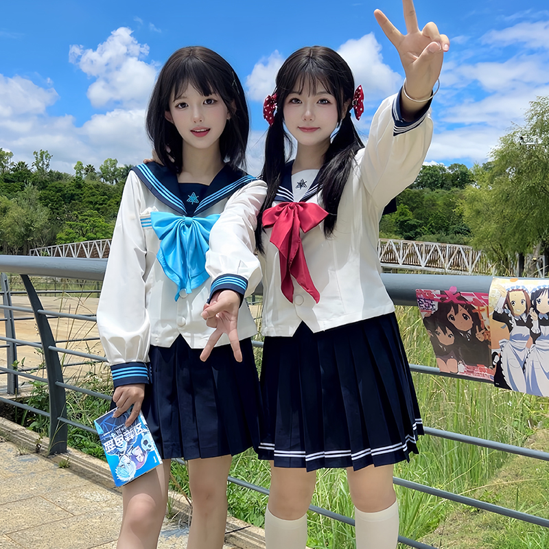 花见森品京女子原创正版公主线收腰修身水手服夏季校供jk制服套装 - 图1