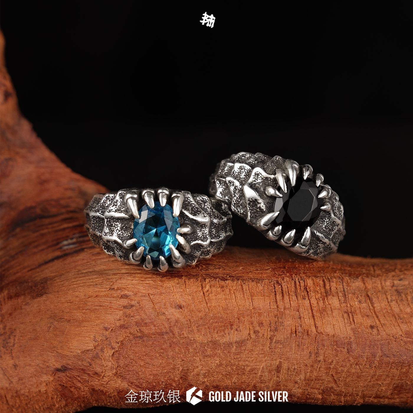 Bloody Mary crocodile ring blue topaz customized for men