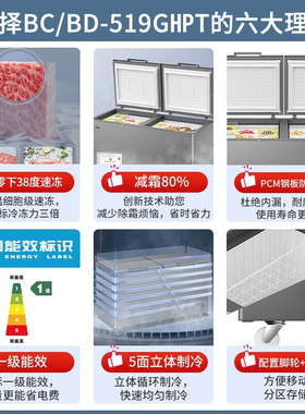 海尔冰柜大容量商用冷柜300/429/519升L家用冷藏全冷冻柜减霜冷柜
