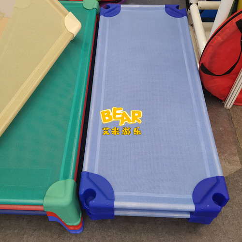 幼儿园儿童专用床午休床进口网布床塑料床新款网面床儿童单人睡床 - 图0