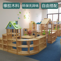 Kindergarten Children Rubber Wood Solid Wood Combination Cabinet Toy Teaching Aids Containing Cabinet Early Education Center Upscale Bookshelves Storage