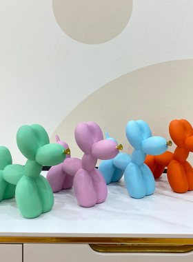 创意动物水转印炫彩涂鸦气球狗摆件家居软装客厅玄关电视柜