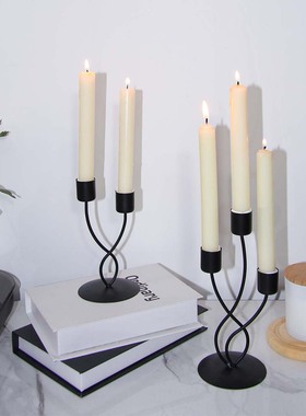 专用简约家用浪漫餐桌装饰品家居轻奢风烛台摆件复古烛光晚餐