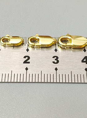 S925银镀18K金项链扣头接口连接卡扣方形龙虾扣DIY珍珠手链配件扣