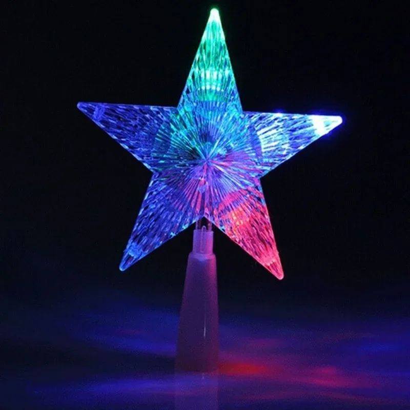 1PCS Color Changing Xmas Christmas Tree Topper Star Shiny Ro - 图3