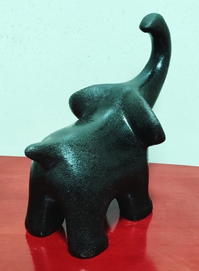 外贸出口原单陶瓷纯黑色亚光沙面 站着的大象 摆件礼品收藏工艺品