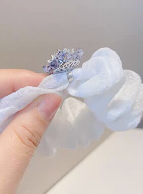 西子饰品璀璨紫色水晶锆石雪花发圈白色欧根纱发绳头绳皮筋发饰女