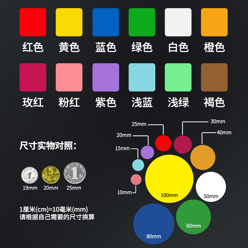 15mm圆点号码数字贴纸自检月份小圆贴自粘圆形分类标记不干胶贴纸 - 图1