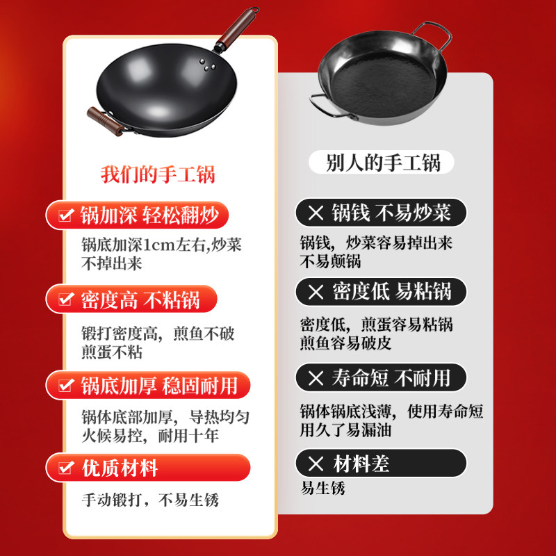 章丘官方旗舰手工老式家用不粘锅 梦创炒锅