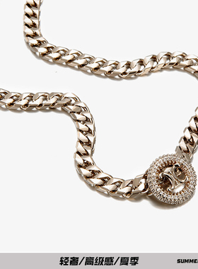设计师款双C拼接古巴项链女夏