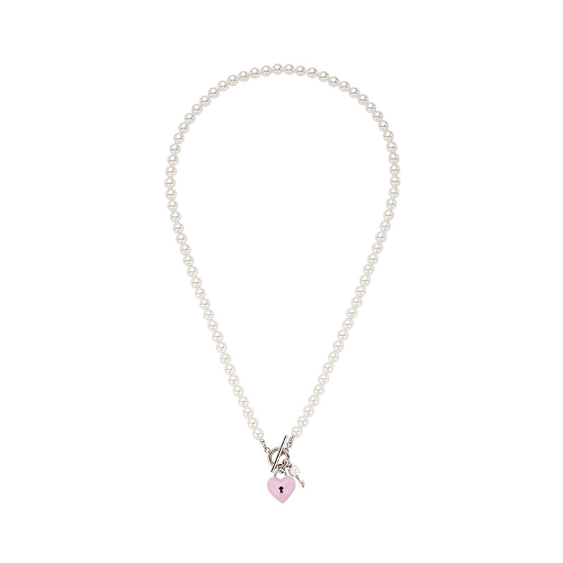 官方正品tatiana心锁钥匙爱心吊坠珍珠项链少女甜酷ins轻奢锁骨链 - 图3