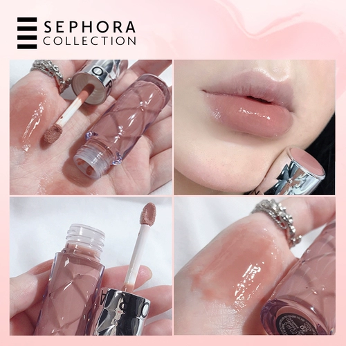 Sephora/丝芙兰 Бальзам для губ, блеск для губ, увлажняющая нюдовая помада, зеркальный эффект
