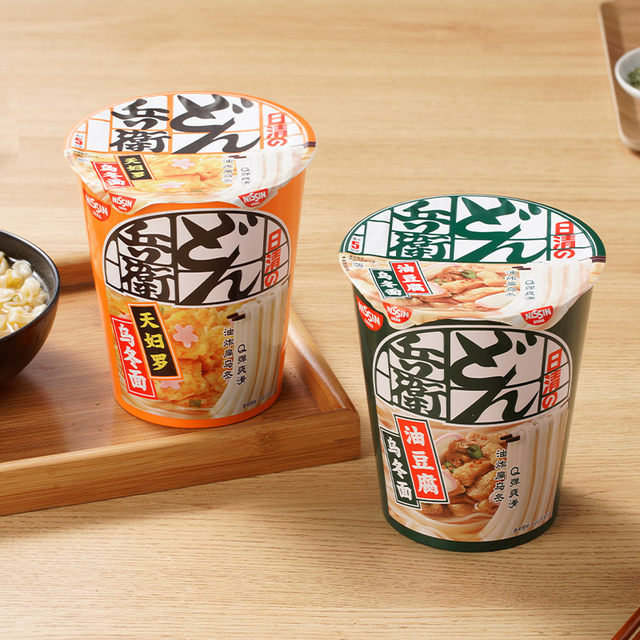 Nissin Donbei Cup Noodles Oil Tofu Tempura Udon 2 Flavors 6 Cups/12 Cups Instant Instant Noodles