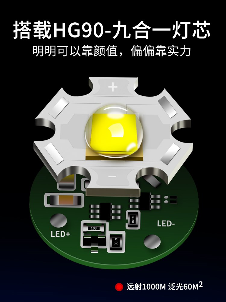 新款强光手电筒迷你超亮户外家用可充电远射小型便携电池超长续航