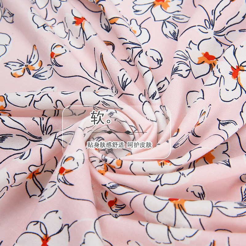 2022年新款夏季短袖套装七分裤睡衣 花样娇兰睡衣/家居服套装