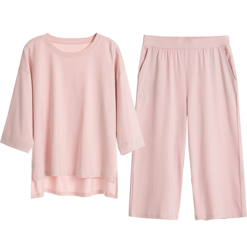 可外穿纯棉家居服套装女士休闲睡衣 花样娇兰睡衣/家居服套装