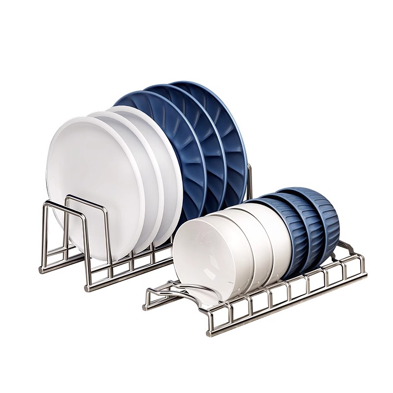 不锈钢碗碟碗盘收纳架碗柜厨房置物架单层沥水架家用多功能放碗架-图0
