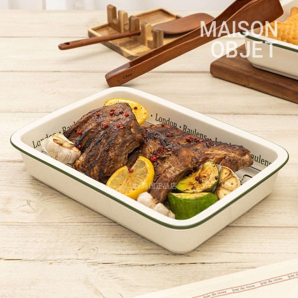 韩国代购进口高颜值ins烘培托盘微波炉烤箱专用烤盘沥油陶瓷托盘,淘宝优惠券,粉丝福利购,淘宝优惠卷